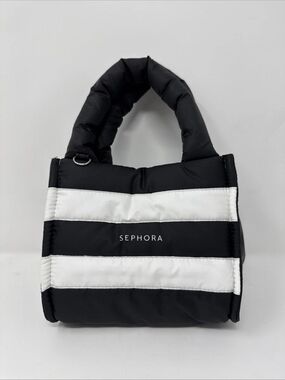 Sephora Black & White Striped Mini Puffer Bag